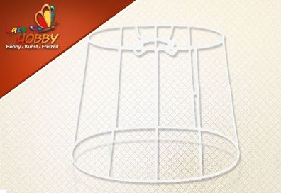 DIY Lampenschirmgestell weiß plastifiziert, oval - oben: 25 x 15cm, unten 30 x 20,5cm