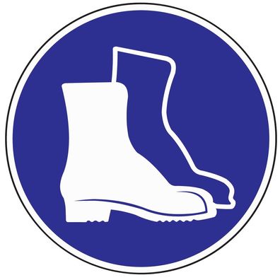 Gebotszeichen Fußschutz benutzen D.200mm Kunststoffschild blau/ weiß