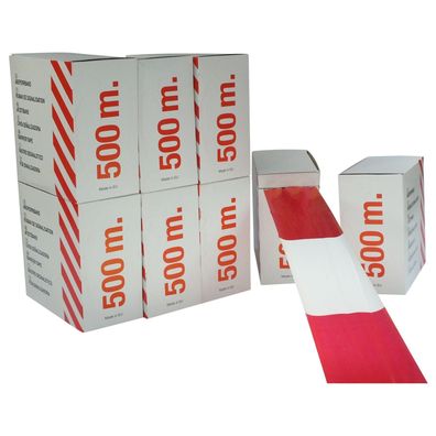 6 x Folien-Absperrband 500 x 0,80 m Flatterband rot weiß