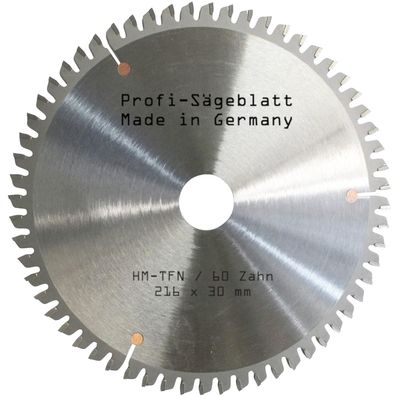 HM Sägeblatt 216 x 30 mm 60 TFN Zahn Kreissägeblatt für Aluminium