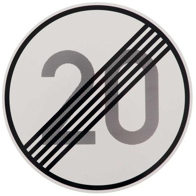 Original Verkehrszeichen Nr. 278-20 Ende 20 km/ h Straßenschild