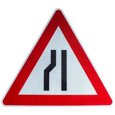 Original RA2 Verkehrszeichen Nr. 121-20 Einseitig verengt Verkehrsschild