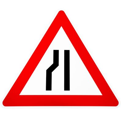 Original Verkehrszeichen Nr. 121-20 Einseitig verengt links Verkehrsschild