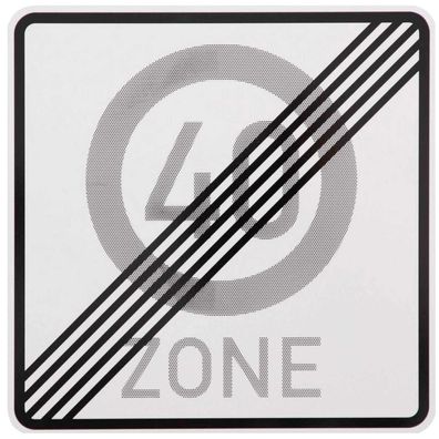 Original Verkehrszeichen Nr. 274.2- Ende 40 Zone 600 mm Strassenschild