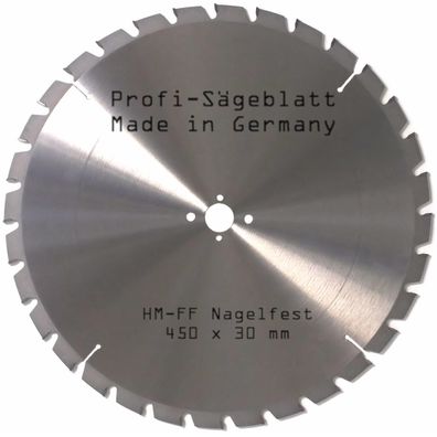 HM Sägeblatt 450 x 30 mm nagelfest FF Holz-Sägeblatt für Brennholz