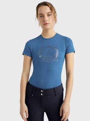 Tommy Hilfiger Performance Crest Strass T-Shirt Damen BLUE COAST FS 2023
