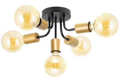 Toolight Deckenlampe App1118-5C Schwarz Gold Metall E27 5-Punkt Licht