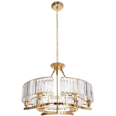 Toolight Pendellampe App789-6C Kristall Gold 6-Lichtquelle E14 83X83X34-114Cm