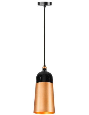 Toolight Pendellampe App196 Fox B Glocke Metall Schwarz - Roségold E27 1-Punkt Leucht