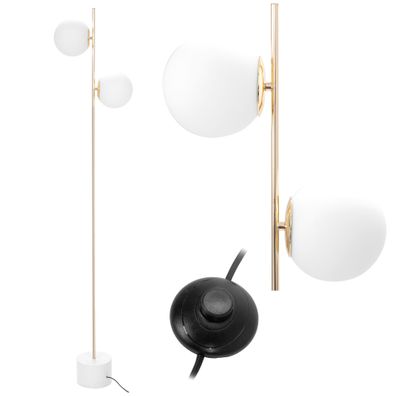 Toolight Stehlampe App916-2F Kugel Gold Ball 2-Lichtquelle E27 15X30X157Cm