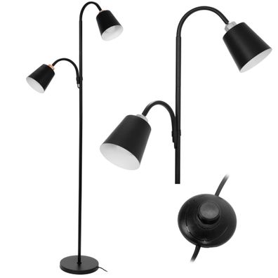 Toolight Stehlampe App924-2F Schwarz 2-Lichtquelle E27 164Cm