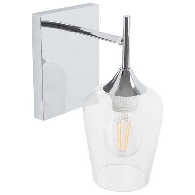 Toolight Wandlampe App1231-1W Silber Metall Glas E27 1-Punkt Licht
