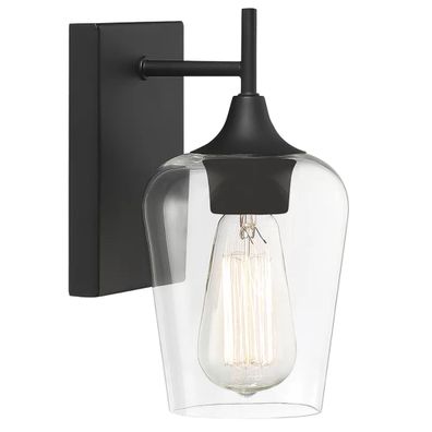 Toolight Wandlampe App1233-1W Schwarz Metall Glas E27 1-Punkt Licht