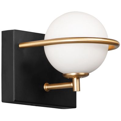 Toolight Wandlampe App1220-1W Gold Schwarz Metall Metall Glas Kugel G9 1-Punkt Licht
