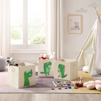 Hansiro 3er-Set Aufbewahrungsbox für Kinder 30 x 30 x 30 cm Dinosaurier-Motiv