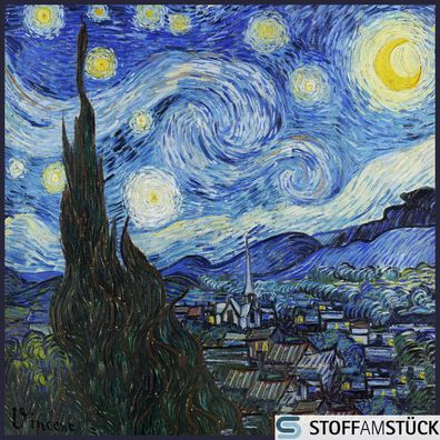 Stoff Kissen Panel Kunstleder Sternennacht 45 cm x 45 cm bedruckt van Gogh