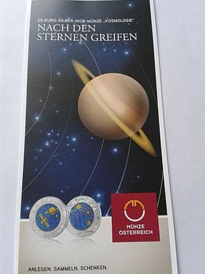 Folder 25 euro 2015 Silber Niob Kosmologie Österreich - nur der Folder - keine Münze