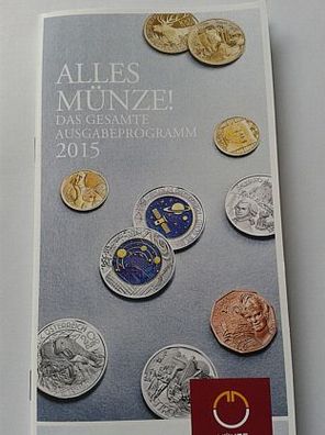 Broschüre Folder Münzprogramm Österreich 2015 Silber, Gold, Niob - nur der Folder