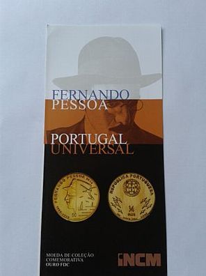 Folder Fernando Perssoa Portugal 1/4 euro 2014 Gold - nur Folder