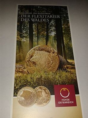 Folder 100 euro 2014 Gold Österreich das Wildschwein- nur der Folder - keine Münze