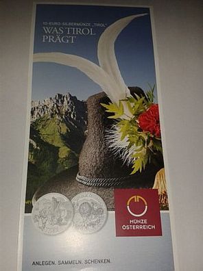 Folder 10 euro 2014 Österreich Was trägt Tirol - nur der Folder - keine Münze