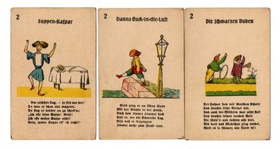 3 Alte Struwwelpeter Karten von 1930 Suppen Kaspar Hanns Quck in die Luft Unikat