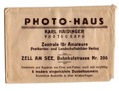 Alter Umschlag Photo Haus Haidinger Zell am See Österreich von 1930 Fotograf Dokument