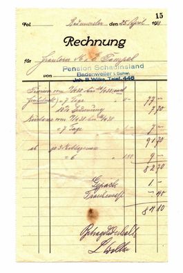 2 Alte Rechnung von 1938 Pension Schauinslang Badenweiler Sammlerstück Unikat
