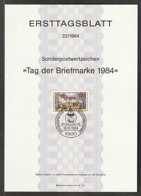 BRD Ersttagsblatt Tag der Briefmarke 1984 Posthaus ETB 22-84