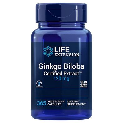 Life Extension, Ginkgo Biloba (Ginko), zertifiziertes Extrakt, 120mg, 365 vegetari...