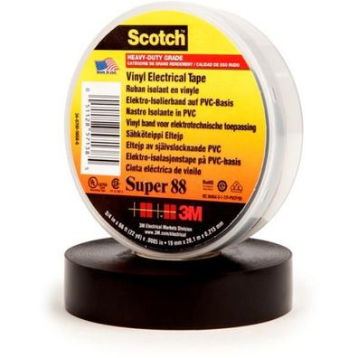 3m SUPER88-25X33 Scotch® Super 88 Vinyl Elektro-Isolierband, Schwarz, 25 mm...