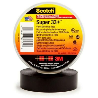 3m SUPER33 + -19X33 Scotch® Super 33+ Vinyl Elektro-Isolierband, Schwarz, 19 ...