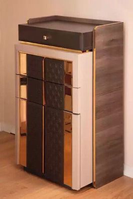 Luxus Kommode Sideboard Braun Gold Holz Schrank Schlafzimmer Kommoden