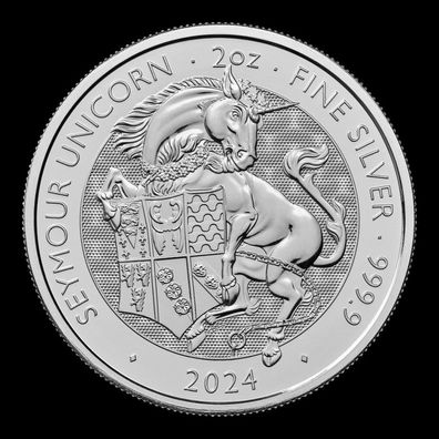 Silbermünze Tudor Beasts Seymour Unicorn 2 oz Royal Mint 999 Silber 5 Pound