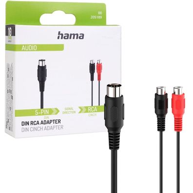Hama Adapter Cinch auf DIN 5 pol DIN-Stecker zu 2x Cinch-Buchse Chinch Stereo