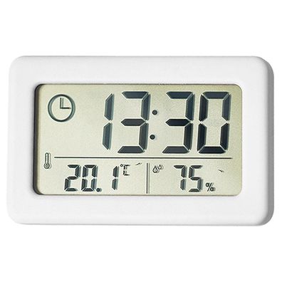 Einfache Uhr, leicht und dünn, Temperatur und Luftfeuchtigkeit weiß