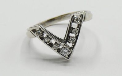 Weißgold Ring Dreieck Diamant Brillant 0.22 Carat 585 Gold