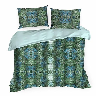 Bettwäsche Kissenbezug Bettbezug Bettwaren Set Bettgarnitur grün 160 x 200 cm Deko