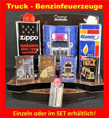 Benzinfeuerzeug Sturmfeuerzeug Truck LKW Zippo Feuerzeugbenzin Stein Docht