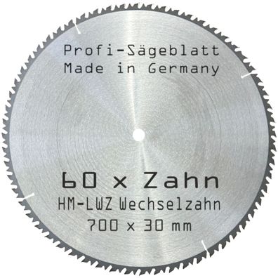 HM LWZ Sägeblatt 700 x 30 mm Kreissägeblatt für Brenn-Holz-Säge Z 60
