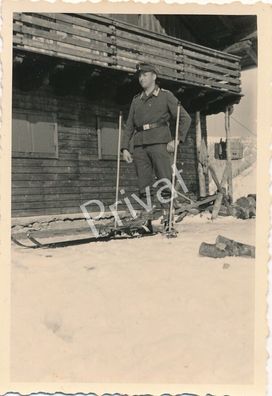 Foto WK Wehrmacht Soldat Uniform Skifahren Berchtesgadener Land Bayern H1.61