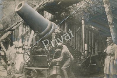 Foto WK I italienischer 28 cm Mörser Beute Soldaten Kaiserl. Armee H1.73