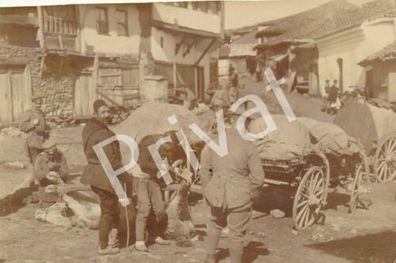 Foto WK I Männer Soldat Wagen Hufschmied &Scaron; tip ???? Mazedonien Balkan H1.34