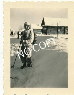 Foto WK II Wehrmacht Soldaten Winter Skijäger Tarn Uniform Russland ?????? H1.65