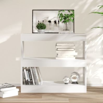 vidaXL Bücherregal/ Raumteiler Hochglanz-Weiß 80x30x72 cm