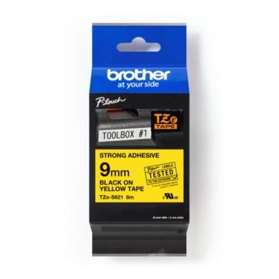 Brother TZeS621 Schriftbandkassette, TZe, laminiert, 9mmx8m, schwarz auf gelb