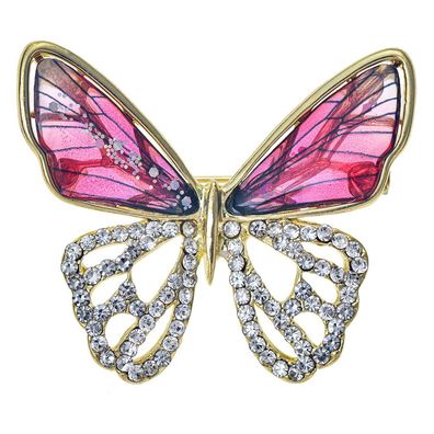 Clayre & Eef Damenbroche Schmetterling Rosa Metall