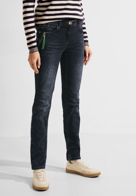 Cecil Casual Fit Jeans mit Zipper in Blue Black Washed