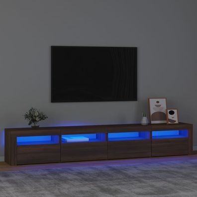 vidaXL TV-Schrank mit LED-Leuchten Braun Eichen-Optik 240x35x40 cm
