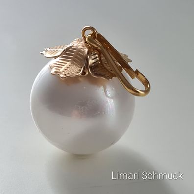 Limari Schmuck Perlen Anhänger mit 2 cm Muschelkernperle weiss 24 kt gold-plattiert